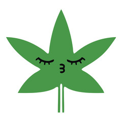 flat color retro cartoon marijuana leaf