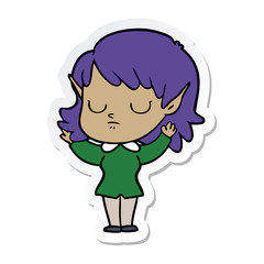 sticker of a cartoon elf girl