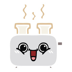 flat color retro cartoon of a toaster