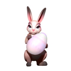 3 d Bunny with Easter egg in his paws