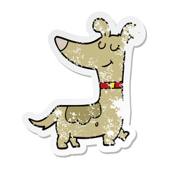 distressed sticker of a cartoon dog