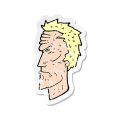 retro distressed sticker of a cartoon angry face