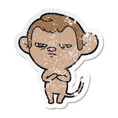 distressed sticker of a cartoon monkey