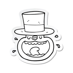 sticker of a cartoon pig wearing top hat