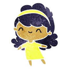 retro cartoon kawaii girl with head band