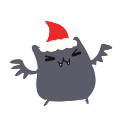 christmas cartoon of kawaii bat