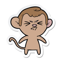 sticker of a cartoon angry monkey