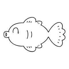 quirky line drawing cartoon fish