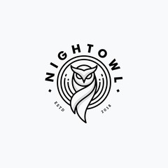 Nigh Owl Line Art Design concept Illustration Vector Template