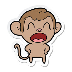 sticker of a shouting cartoon monkey
