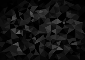 Black Crystalline Polygonal Background - Abstract Dark Mosaic Illustration, Vector - obrazy, fototapety, plakaty