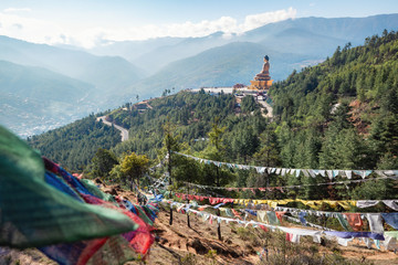 169 feet tall bronze Buddha statue shining bright in the daytime from the viewpoint