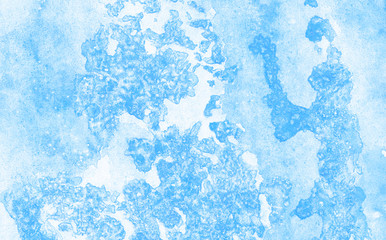 Modern creative grunge light sky blue shades watercolor background. Aquarelle paint paper textured canvas for design, card template. Turquoise gradient color handmade illustration