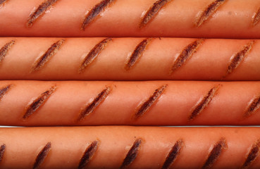 grilled sausages isolated on a white background