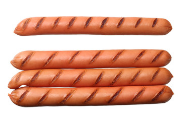 grilled sausages isolated on a white background