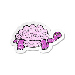 retro distressed sticker of a cartoon tortoise