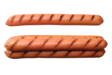 grilled sausages isolated on a white background