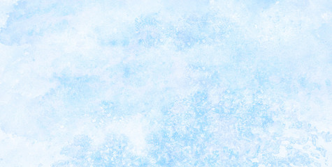 Modern creative grunge light sky blue shades watercolor background. Aquarelle paint paper textured canvas for design, card template. Turquoise gradient color handmade illustration