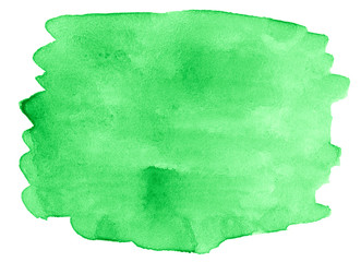Watercolor color of green juicy young grass, bright green abstract background, stain, splash paint, stain, divorce. Vintage paintings for design and decoration. With copy space for text.