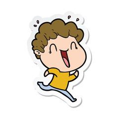 sticker of a cartoon happy man