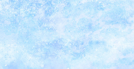 Obraz premium Modern creative grunge light sky blue shades watercolor background. Aquarelle paint paper textured canvas for design, card template. Turquoise gradient color handmade illustration