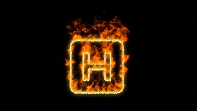 h square symbol inflames. Then disappears. In - Out loop. Alpha channel Premultiplied - Matted with color black