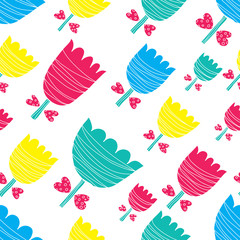 Ornate seamless pattern with the tulips. Seamless pattern can be used for wallpaper, pattern fills, web page background, surface textures.