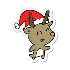 sticker of a cartoon christmas reindeer