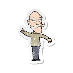 retro distressed sticker of a cartoon old man telling story
