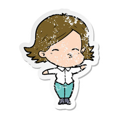 distressed sticker of a cartoon woman