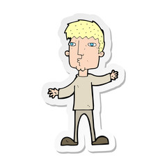 sticker of a cartoon curious man