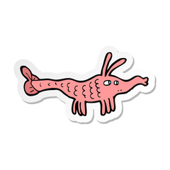 sticker of a cartoon shrimp