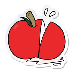 sticker of a cartoon sliced apple