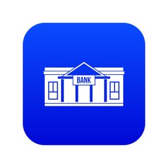 Bank building icon digital blue for any design isolated on white vector illustration