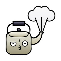gradient shaded cartoon steaming kettle