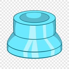 Transparent plastic cap icon in cartoon style on a background for any web design 