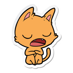 sticker of a talking cat cartoon