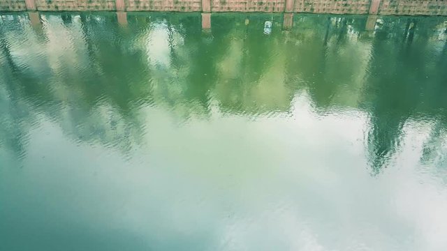View of Porsuk River from above on a rainy spring day, Eskisehir 