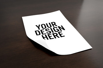 Mock up of a sheet of paper isolated on a background with shadow - 3d rendering