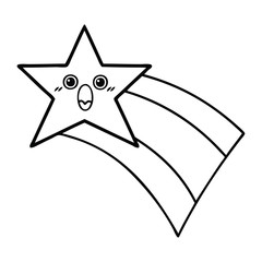 line drawing cartoon shooting rainbow star