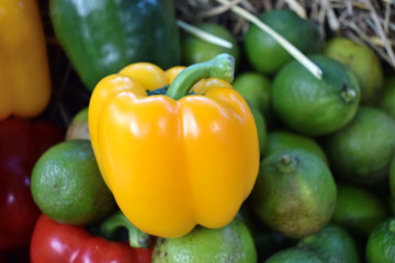 yellow bell peppers on the market