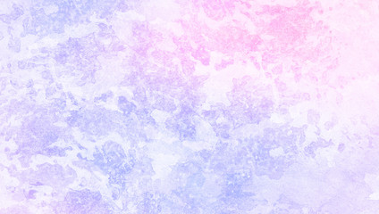 Frost textured pastel light blue, purple and pink shades watercolor background. Grunge aquarelle paint paper canvas for design, vintage card, template. Multicolor gradient handmade illustration