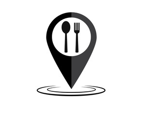 Restaurant location pin vector icon. Filled flat sign for mobile concept and web design. Cafe map, marker icon. Symbol, logo illustration. vector graphics