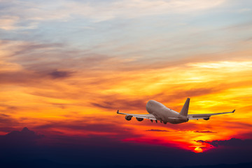 colorful dramatic sky with cloud at sunset.