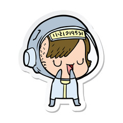 sticker of a cartoon astronaut woman