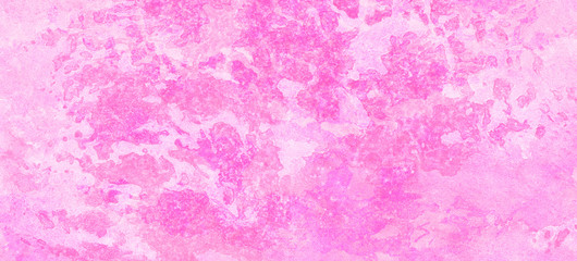 Grunge paint light pink watercolour background on white paper texture. Abstract soft magenta shades aquarelle illustration. Watercolor canvas for creative design, vintage cards, retro templates.