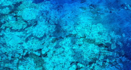 Hand drawn multicolor texture water color paint illustration. Abstract grunge cosmic neon light blue watercolor background. Paper textured aquarelle black canvas for modern creative design