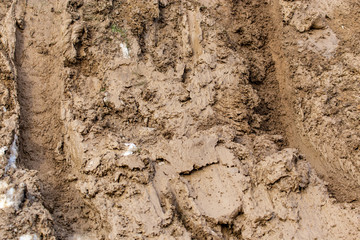 Dirt in clay on nature as a background