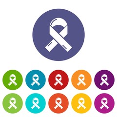 Cancer ribbon icons color set vector for any web design on white background