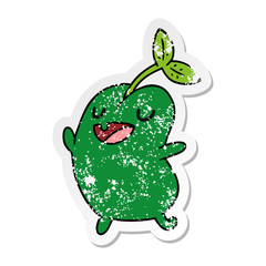Fototapeta premium distressed sticker cartoon kawaii cute sprouting bean